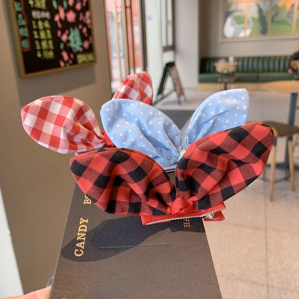 

hair accessories arrival college style young women lovely ears pin baby girl's plaid bb clip hairpins side clips, Slivery;white