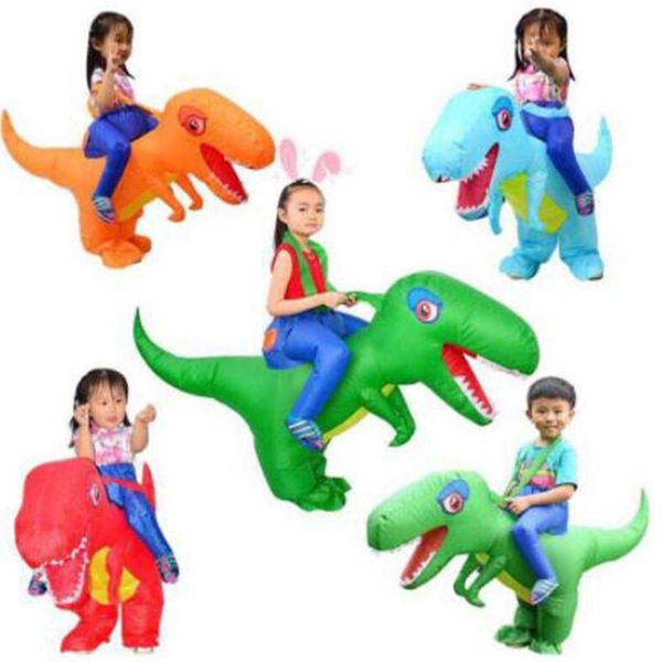 Crianças inflável Dinossauro T-Rex T-Rex Criança Bruxas Bruxas Fantasia Vestido Up Kindergarten Cosplay Performance Game Q0910