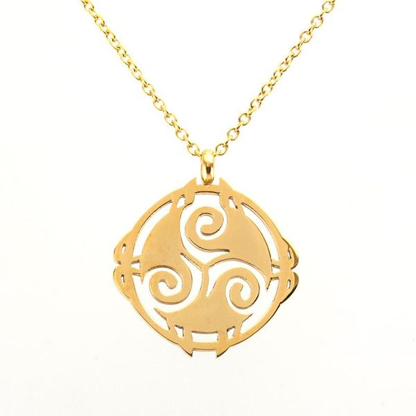 

pendant necklaces women necklace gold color triskel inspired triskele keltic knot charms round stainless steel, Silver