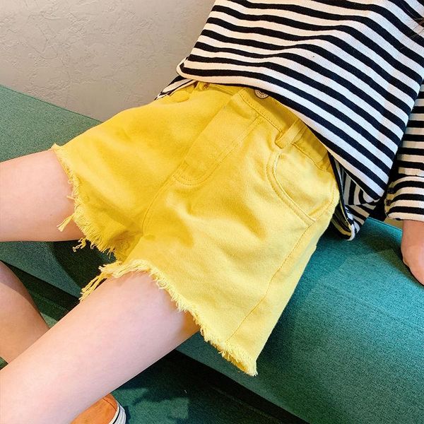 

summer fashion kids girl short jeans pants children denim shorts big girls clothes loose trousers for p121, Black