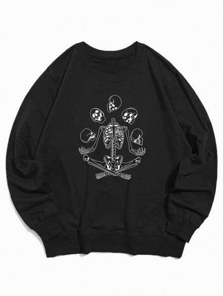 

romwe guys skull graphic sweatshirt 60jh#, Black