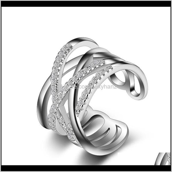 

drop delivery 2021 ring luxury 18k rose gold plated zirconia finger for women wedding band classic rings body jewelry zghym, Silver