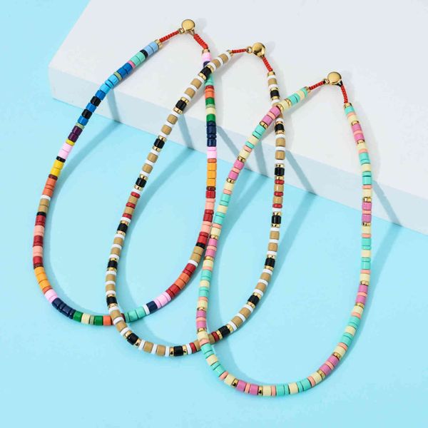 Zmzy Rainbow Chain Boho Tila Bead Wolving Choker Женщины Мода Очарование Коллер Femme Handmade Ожерелье Женские Ювелирные Изделия