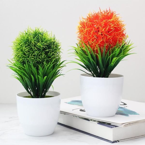 

12styles small medium large green artificial plants bonsai plastic grass ball pine tree potted christmas home party decor decorative flowers