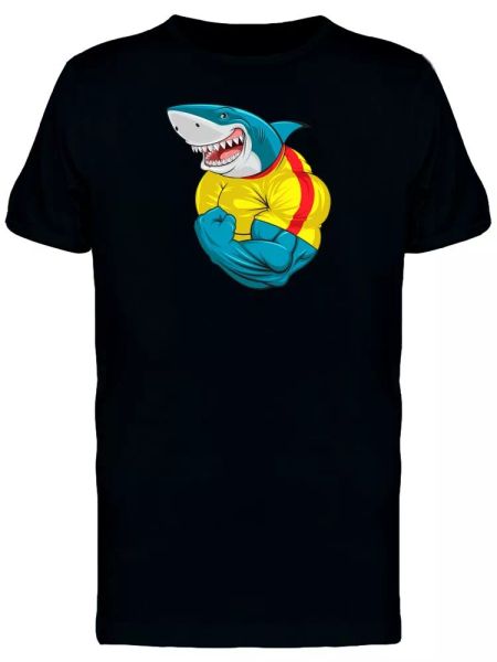 

blue shark with yellow shirt tee men's -image by shutterstock, White;black