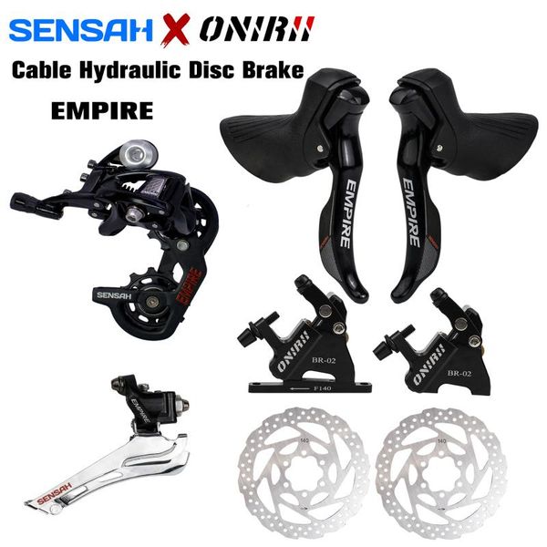 

bike derailleurs sensah empire 2x11 speed road bicycle groupset shifters rear derailleur + onirii cable hydraulic disc brake caliper ultegra