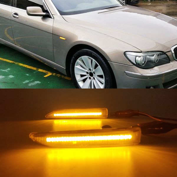 

1pair car led side marker turn signal light dynamic flowing sequential indicator lamp for bmw 7 series e65 e66 e67 e68 2001-2008