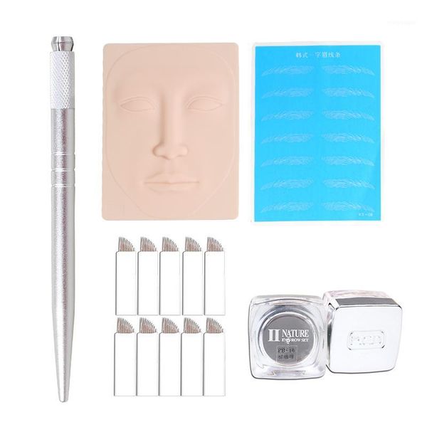 

professional eyebrow permanent tattoo practice kit microblading set manual pen needle pigment ink practise skin tool1
