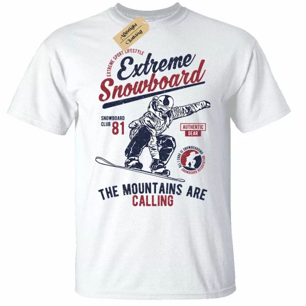 

Extreme snowboarding shirt snow man top board, White;black