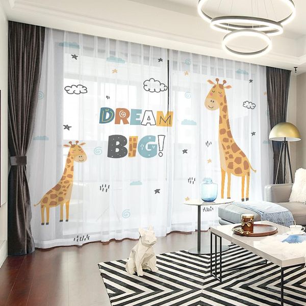 

curtain & drapes custom chiffon window drape for nursery kids children living room giraffe khaki gray brown pink blue