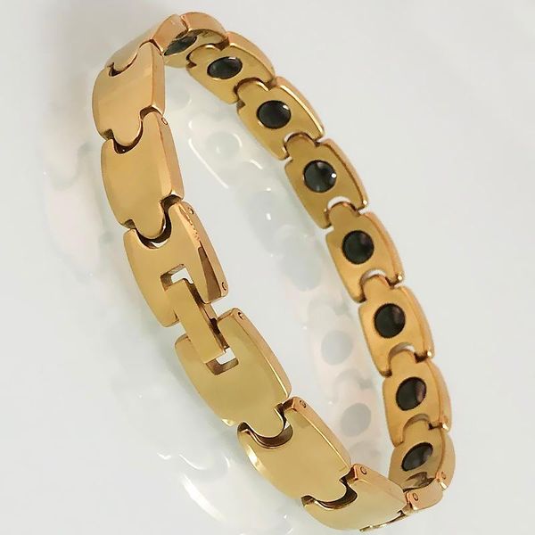 

link, chain golden tungsten couple health bracelet germanium magnetic men's link wristband for women bio homme arnbanden women's j, Black