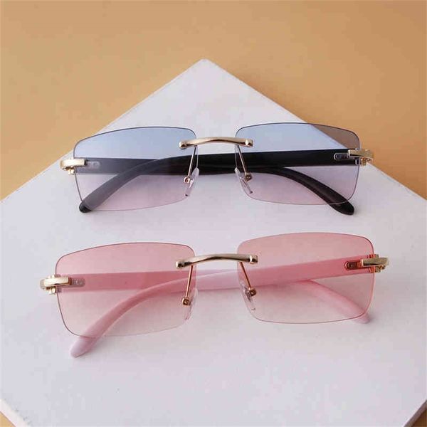 

70% off clearance online new trend women's personality frameless street p square cut edge ocean film sunglasses women, White;black