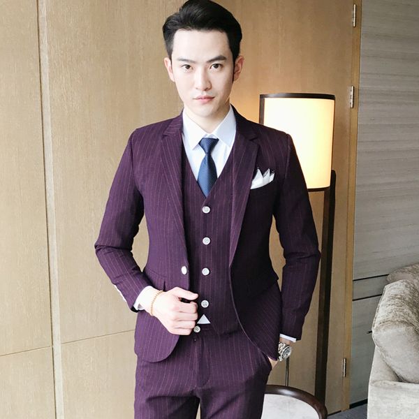 

men's suits & blazers good quality striped mens suits wedding groom fashion single button male dress slim fit men brand11 ecka, White;black