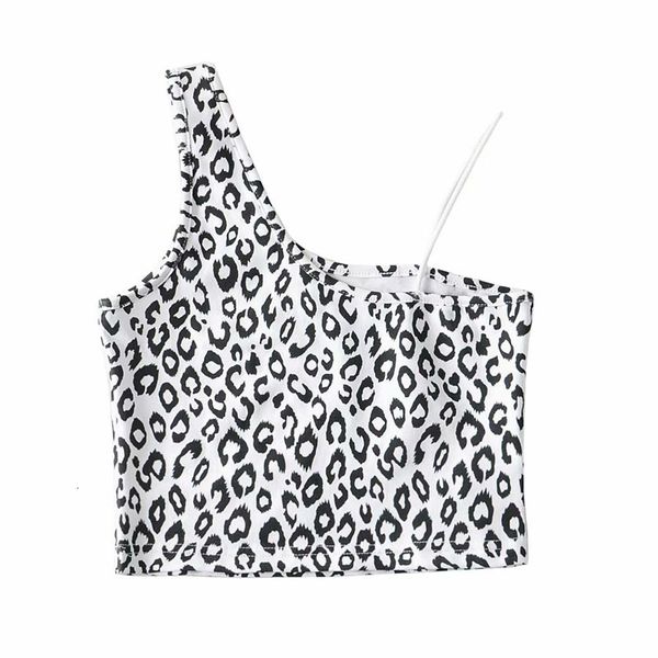 

tanks vintage zebra leopard print square neck rubber band stitching sling women's slim 4-color vest chic female, White
