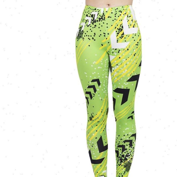 

fashion high elasticity legins women leggings workout jogging pants fluorescent green neon printing sport leggins, Black