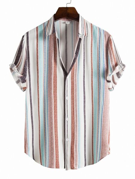

men striped button front shirt o5p6#, White;black