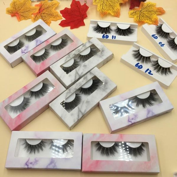 

mink lashes natural 6 pair/lot pink purple grey marble soft paper box eyelashes1