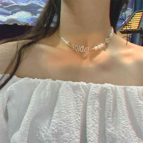 

special offer 75% off outlet online family style pearl necklace letter full korean versatile fashion net red star clavicle chain, Silver