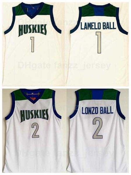 

chino hills huskies high school basketball 2 lonzo ball jersey 1 lamelo team color white away stitching and sewing sports pure cotton breath, Black