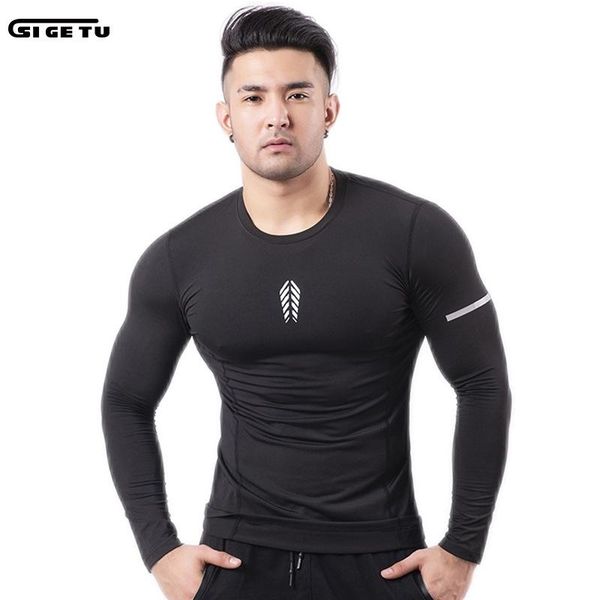 

european and american fitness clothes men's high-stretch quick-drying long-sleeved t-shirt basketball training sweat running jerseys, Black;blue