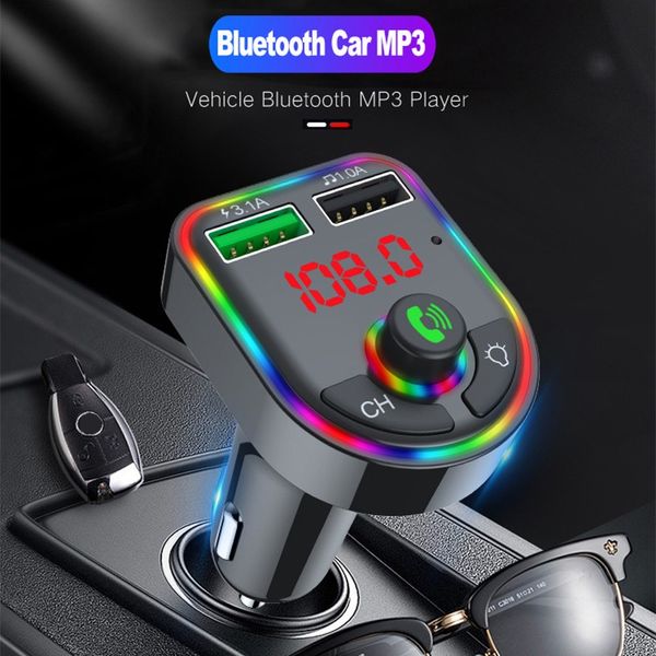 Trasmettitore FM Bluetooth 5.0 Kit per auto Modulatore MP3 Lettore musicale Ricevitore audio vivavoce wireless Caricabatterie rapido USB doppio per auto