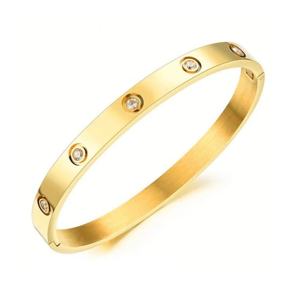 

bangle fashion brand women bracelets & bangles open cuff design stainless steel crystal luxury rose gold jewelry for wedding, Black