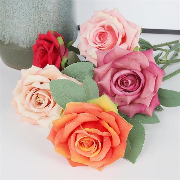 

decorative flowers & wreaths artificial bouquet beautiful silk roses wedding home table decor fake flower bride holding