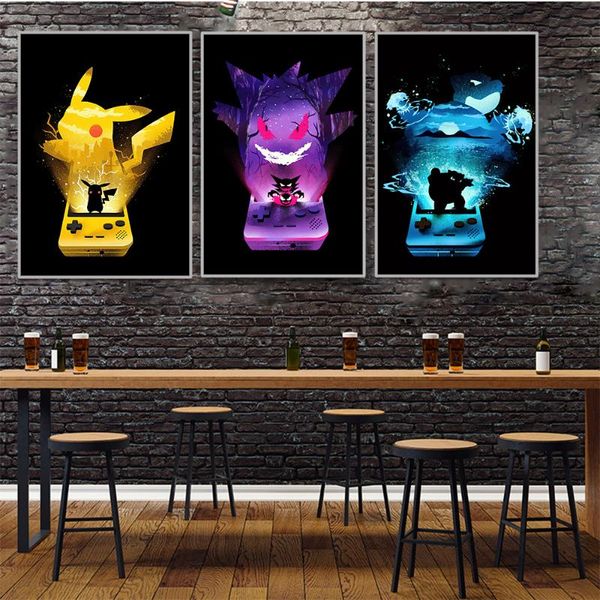 

paintings poster prints for children's bedroom home decoration cartoon wall art canvas painting modern anime mural game decor picture