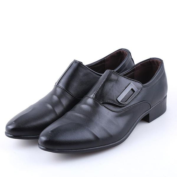 

fashion men's bussiness formal shoes brand single buckle slip on black brown man office party wedding dress