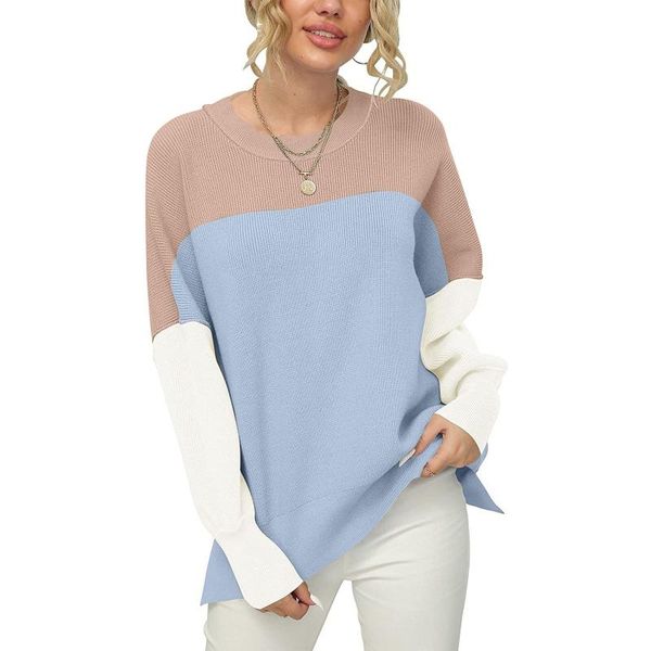 

women's sweaters sweater women winter warm knitted pullover contrasting colors long sleeve round neck for clothing, White;black