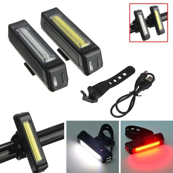 

bicycle bike cycling led usb rechargeable front rear tail warning light lamp lights
