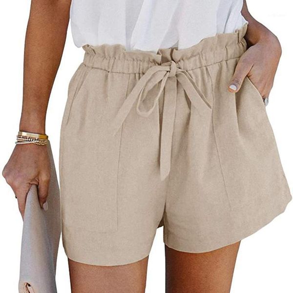 

women's shorts women summer casual solid drawstring high waist loose for girls soft cool female short m-2xl beige trousers, White;black
