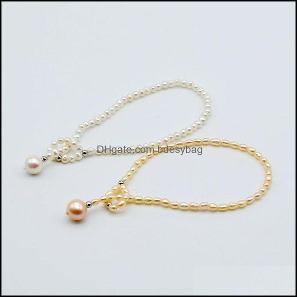 

charm jewelrycharm bracelets ladies small pearl bracelet, large buckle shape, white / , 3.5mm freshwater pearl, girl gift drop delivery 2021, Golden;silver