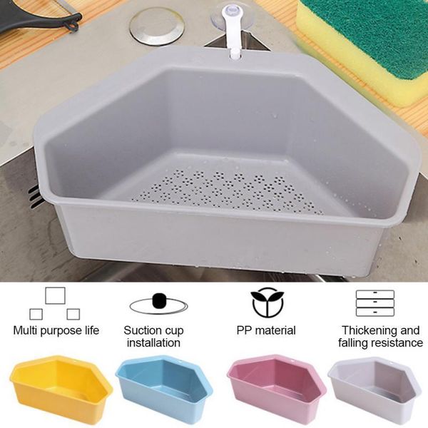 

corner sink garbage filter self-standing drain storage basket triangle sieve rack leftovers soup separated kitchen tools hooks & rails