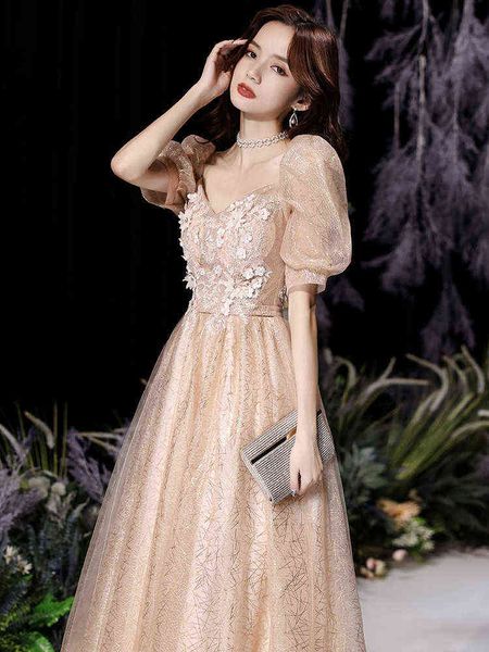 

luxury prom dresses banquet evening 2021 atmosphere banquet temperament champagne fairy long, Black