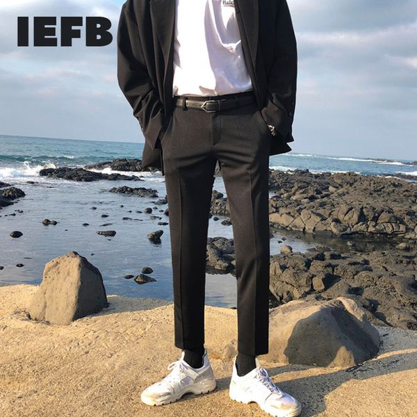 

iefb men's wear spring suit pants korean fashion slim casual pants black all-match trousers for male 9y2256 210524
