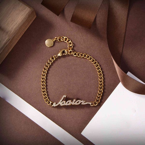 

d family 2021 full diamond letter brass bracelet, Golden;silver