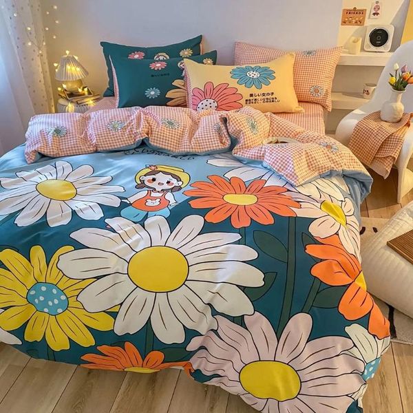 

bedding sets bed cover4-piece set, thickened matted skin friendly cotton quilt cover, spring and autumn style