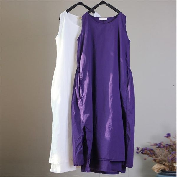 

summer cotton sleeveless solid asymmetrical womens dresses robe loose casual large size, Black;gray