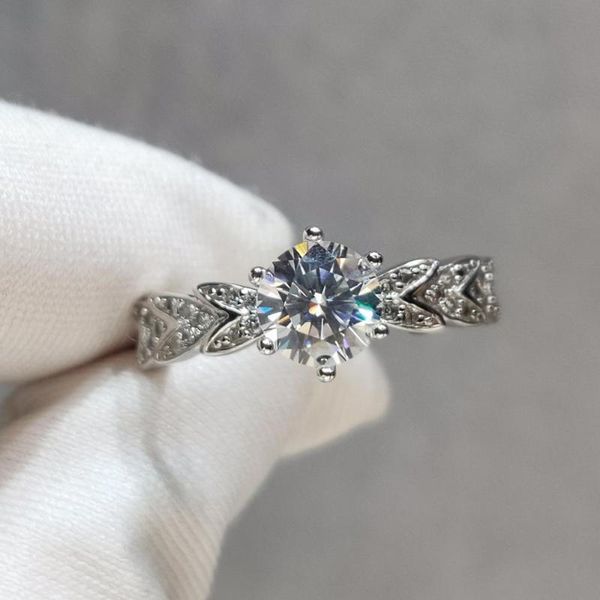 

cluster rings inbeaut cupid's arrow ring 925 silver excellent cut pass diamond test 1 ct d color moissanite for women engagement jewelr, Golden;silver