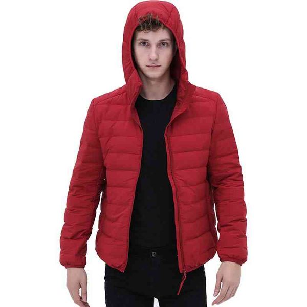

winter hooded down jackets men lightweight stand collar parkas warm puffer coats male new waterproof 90% white duck jacket, Black