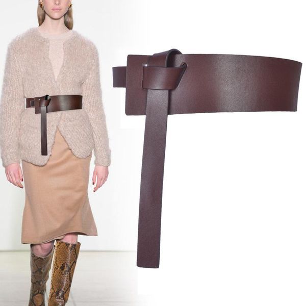 

belts wide belt ladies leather decoration with coat sweater girdle fashion all-match waist dress suit, Black;brown
