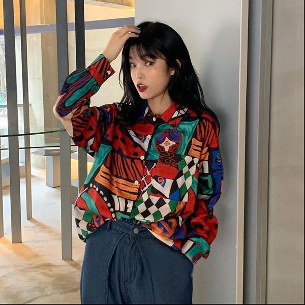 

ay2596 spring summer autumn womens shirt fashion casual work overshirt ol button up vintage, White