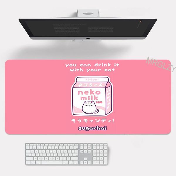 

mouse pads & wrist rests pad pc animation gaming keyboard strawberry milk kawaii table mat gamer computer rubber non-slip cute office mousep