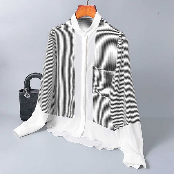 

women's blouses & shirts long silk shirt, high-tech female fashion, summer boutique white collar fashion. 5ib8