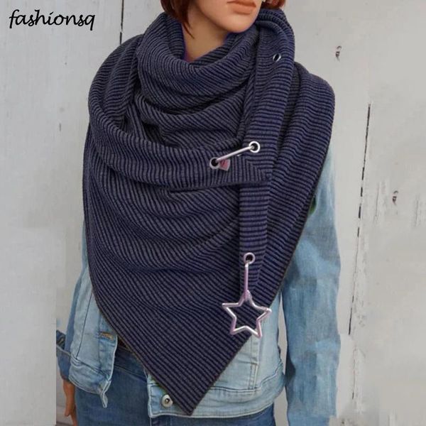 

scarves 2021 scarf women fashion soild star printing button soft wrap casual warm shawls multi-purpose shawl, Blue;gray