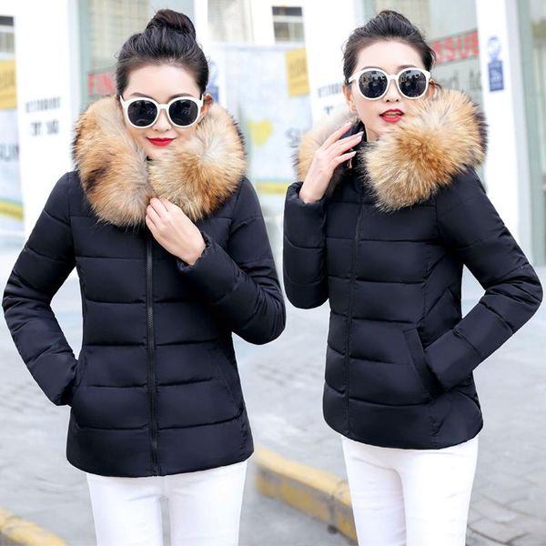 

women's trench coats 2021 winter jacket women plus size womens parkas thicken outerwear solid hooded short female slim cotton padded ba, Tan;black