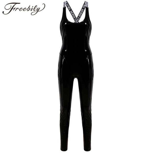 

fashion patent leather yoga set women gym sports leotard playsuit clothing wet look workout exercise running jumpsuit sportswear outfits, White;red