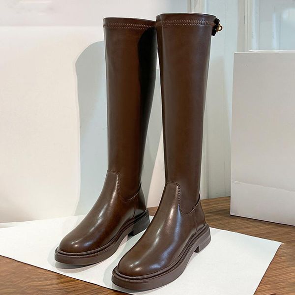 

boots 2021 autumn and winter women's high boots, gold lock fashion knee-length thick-soled warm, Black