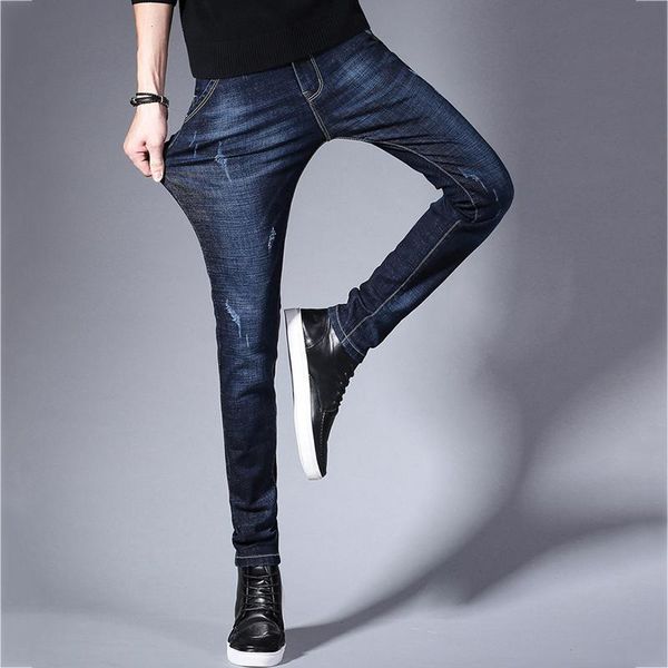

men's jeans stretch denim trend all-match trousers slim fit high-end pants, Blue